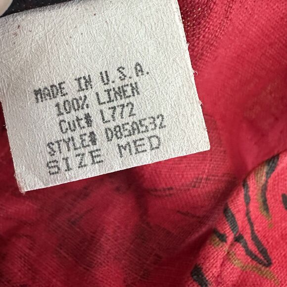 Vintage Dressing Clio Red Linen Sleeveless Maxi Dress M Made in USA Tropical Flo - Picture 5 of 6